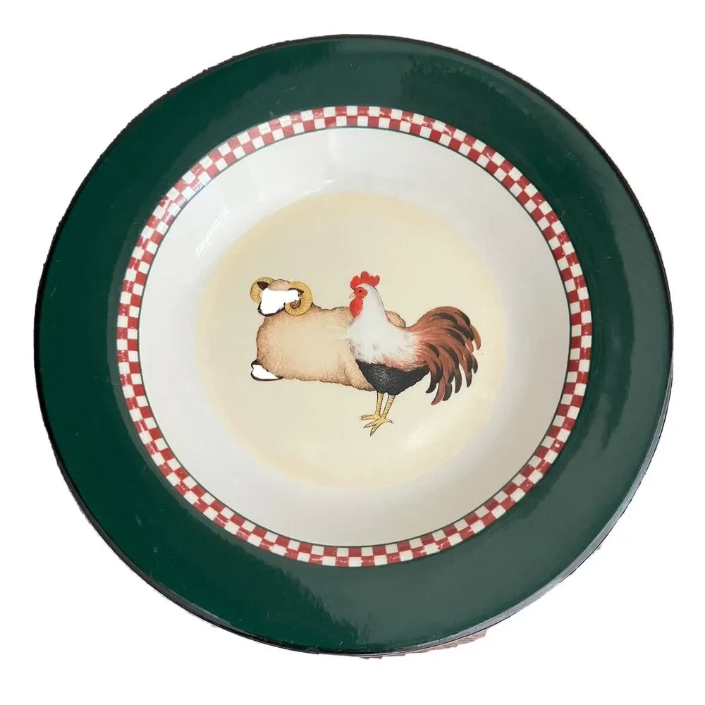 Lot of 2 18 Henry & Company Farm Animals Checker Band Rimmed 9